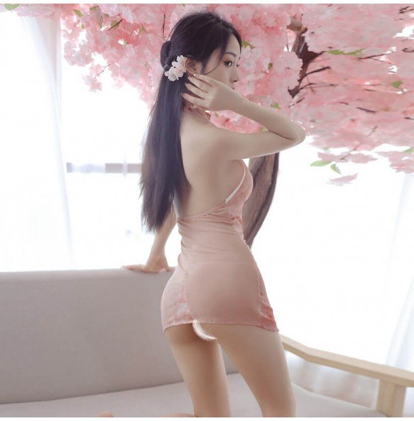 FEE ET MOI - Sexy Sheer Flower Cheongsam (Pink)
